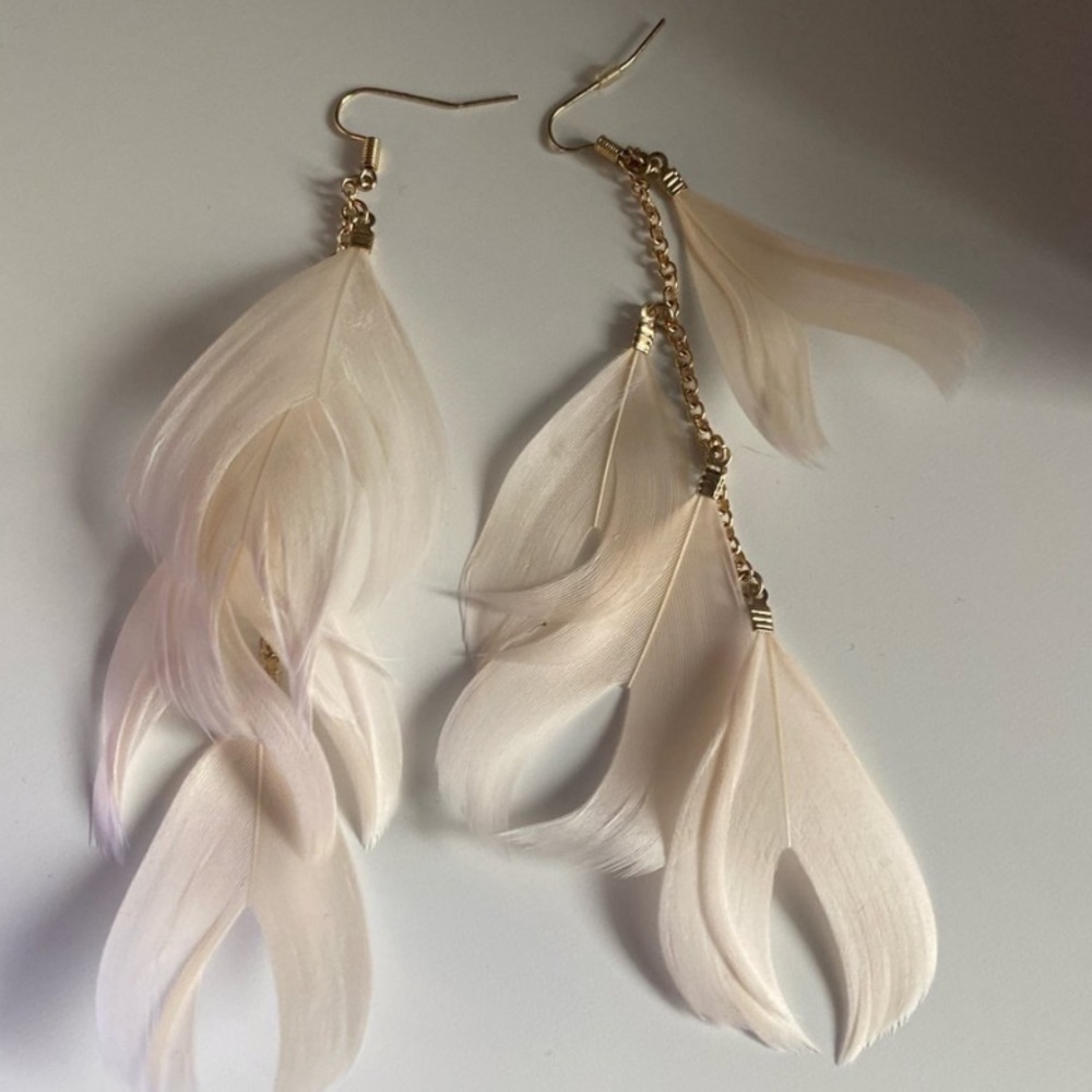 Blush feather earrings
